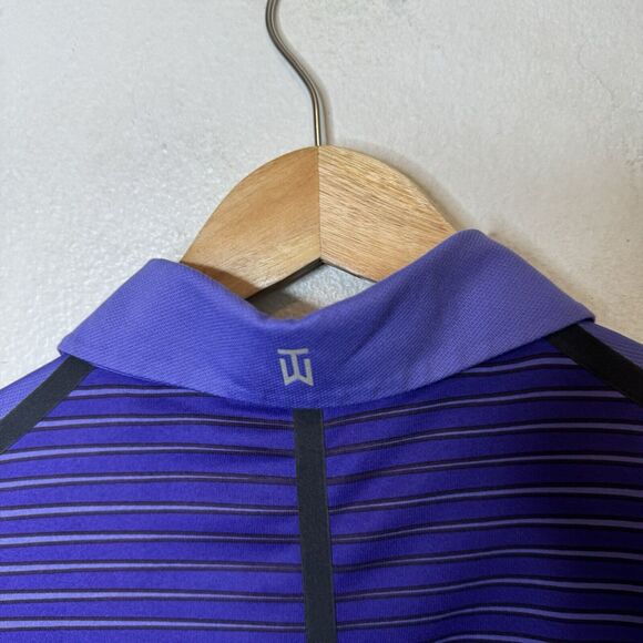 Nike Tiger Woods Polo Shirt Mens Large Purple Striped Golf TW Logo 585786-553 - Picture 6 of 15